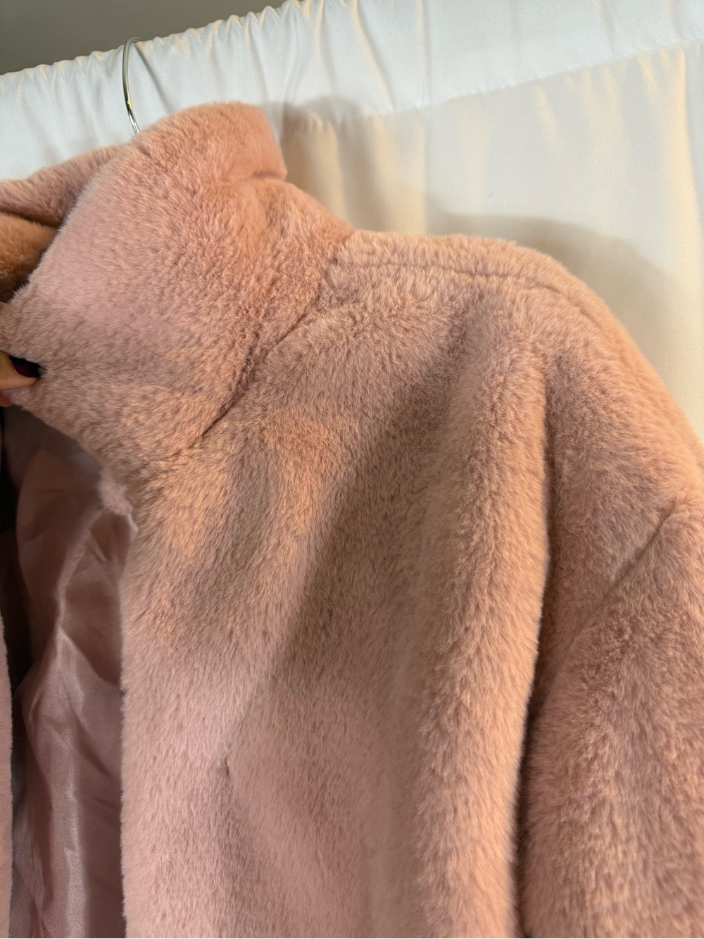 Cotton On Dusty Pink Faux Fur Cropped Teddy Jacket size:4 - Picture 4 of 13